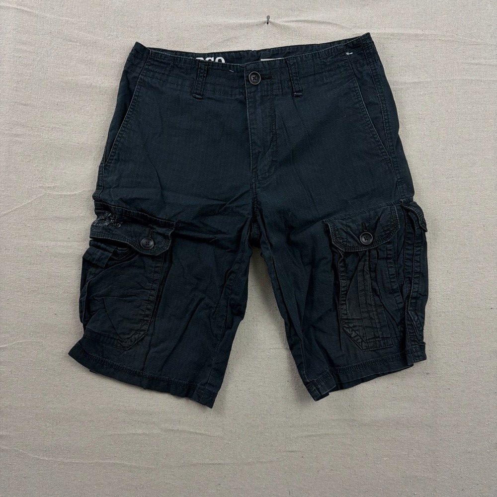 DKNY Jeans Cargo Shorts Mens 30 Black Ripstop Utility Multi Pocket Casual